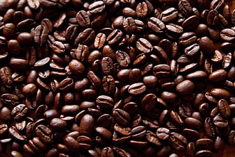 Close-up of roasted coffee beans texture