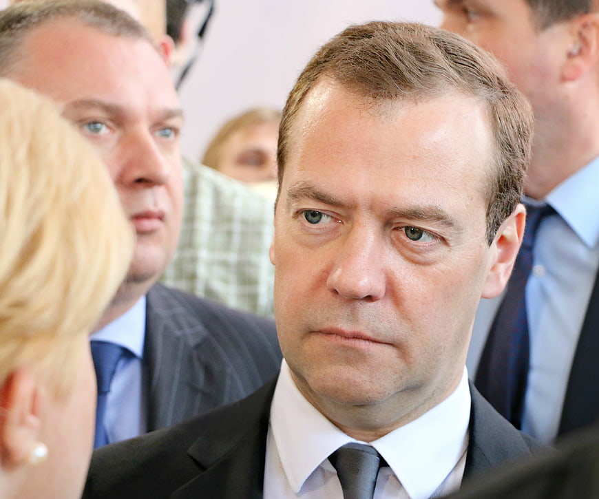 Dmitry Medvedev In Formal Business Attire At Political Event