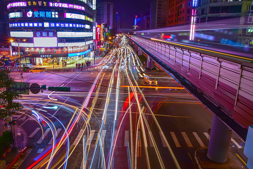 Long Exposure Night Traffic in Taipei City