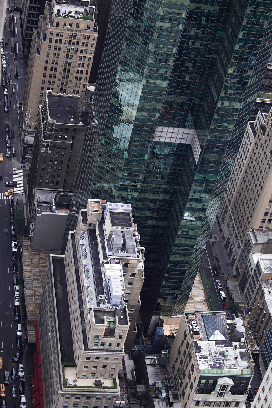 Aerial View of New York City Skyscrapers and Rooftops