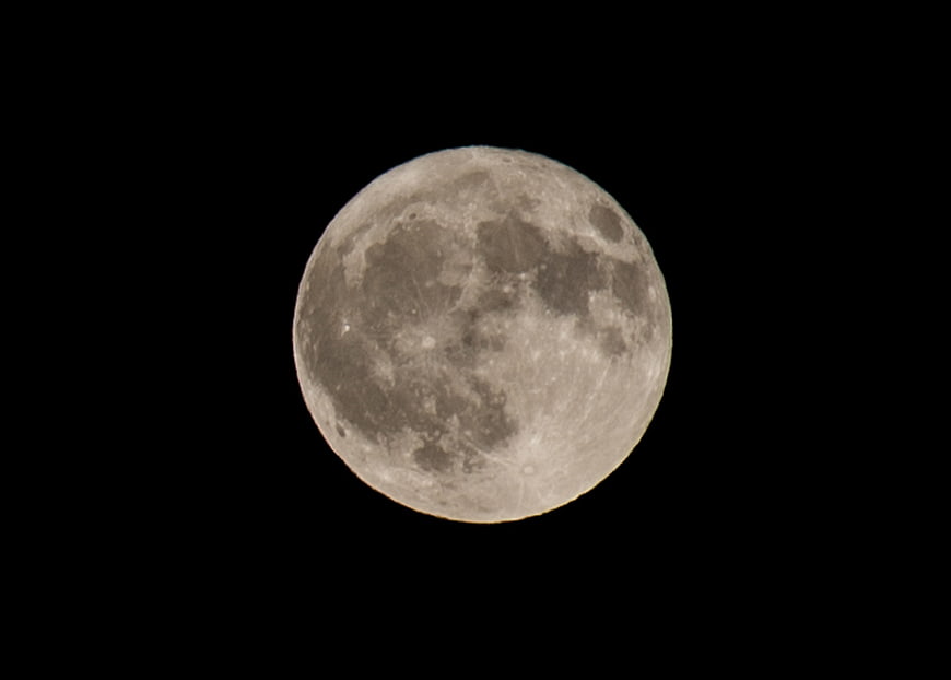 Full Moon Close-Up Against Black Night Sky