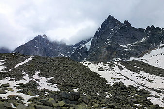Dramatic Rocky Mountain Peaks with Snow and Clouds