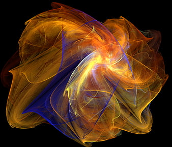 Abstract Blue and Gold Flame Fractal Art