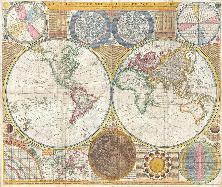 Antique General Map of the World or Terraqueous Globe