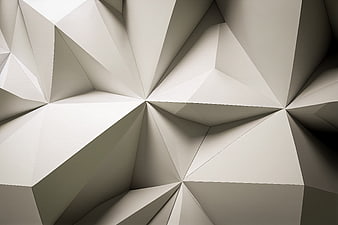 Abstract Geometric 3D Render with White Polygonal Shapes