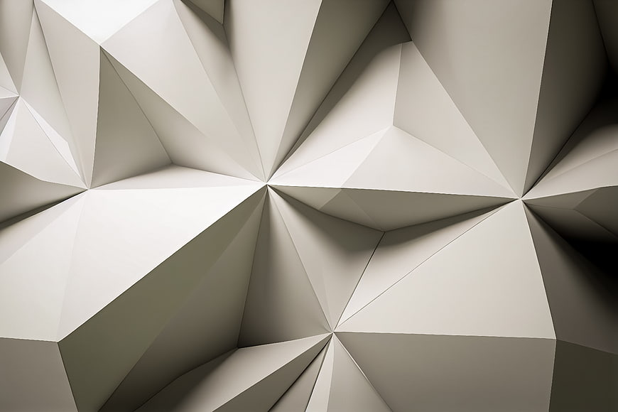 Abstract Geometric 3D Render with White Polygonal Shapes