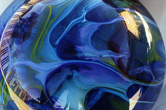 Abstract Blue Glass Texture with Swirling Colors