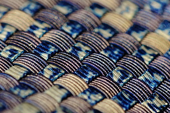 Close-up of Blue, Black, and Gold Woven Textile Pattern