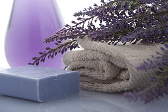 Lavender Soap and Towels Spa Relaxation Still Life