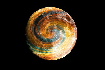 Multicolored Swirl Moon Sphere On Black Background