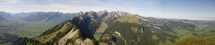 Panoramic Alpine Mountain Landscape with Valley and Lake