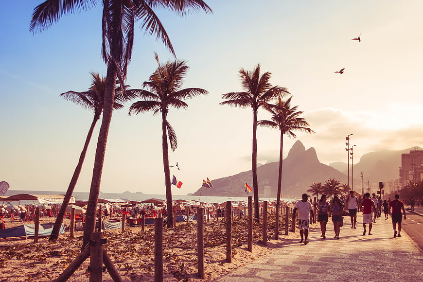 Sunset Walk on Copacabana Beach Rio de Janeiro