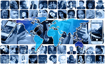 Global Digital Connectivity Concept With World Map And Diverse People