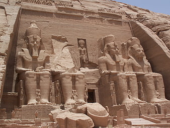 Abu Simbel Temples Facade with Colossal Statues