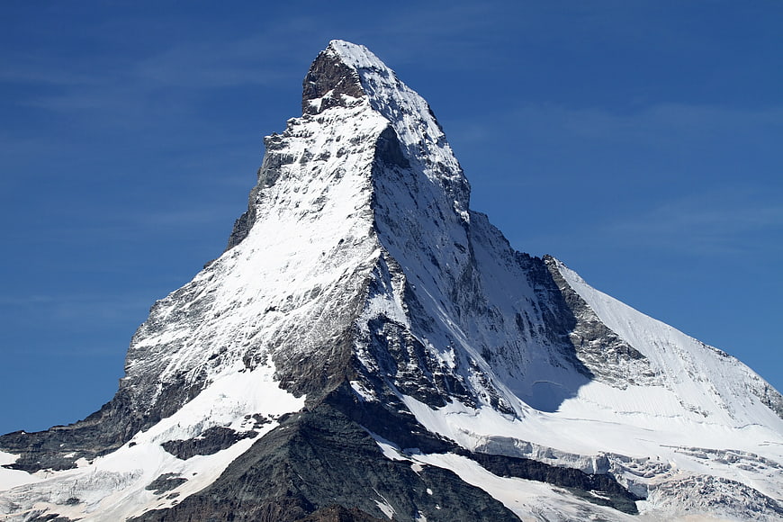 Matterhorn Mountain Peak Snowy Landscape Blue Sky