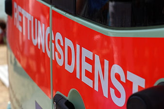 Close-up of German Ambulance Side Panel with Rettungsdienst Text