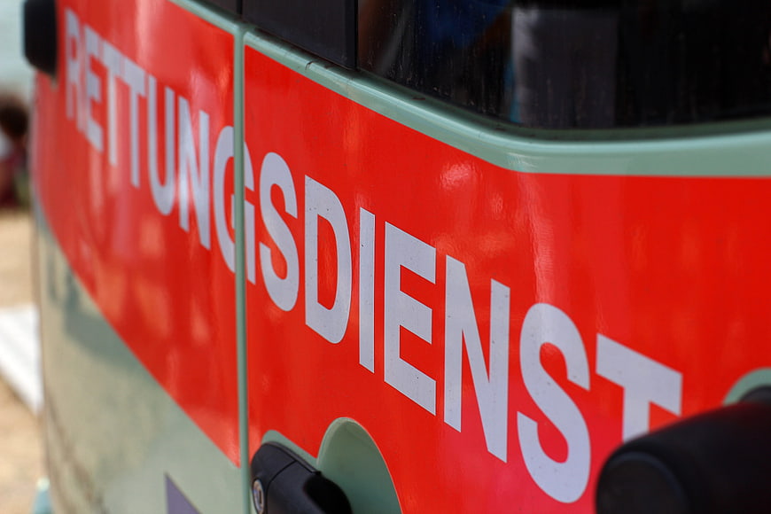 Close-up of German Ambulance Side Panel with Rettungsdienst Text