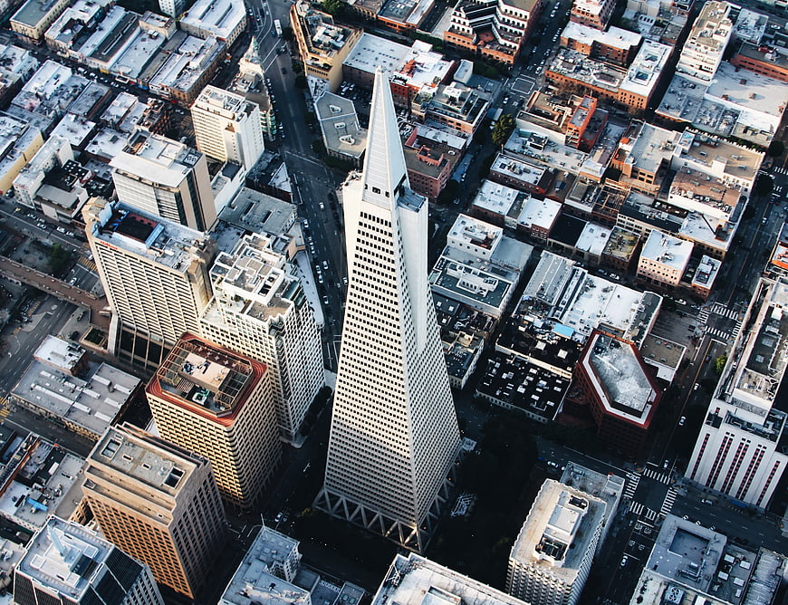 Aerial View of Transamerica Pyramid in San Francisco