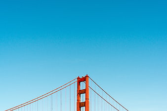 Golden Gate Bridge Tower Against Clear Blue Sky