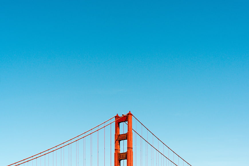 Golden Gate Bridge Tower Against Clear Blue Sky
