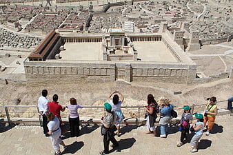 Tourists Viewing Scale Model of Jerusalem Temple at Israel Museum