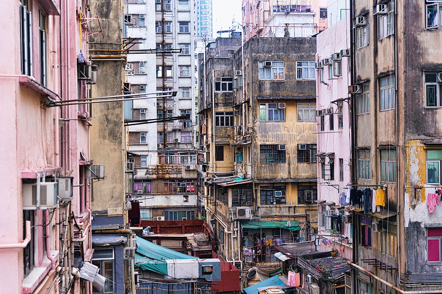 Dense Urban Architecture of Weathered Residential Buildings