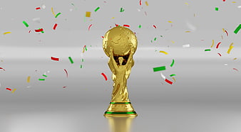 Golden FIFA World Cup Trophy with Confetti