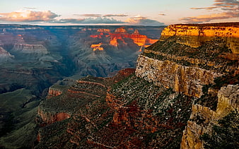 Grand Canyon Sunset Landscape with Dramatic Rock Formations