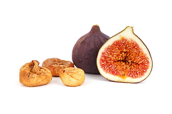 Fresh and Dried Figs Isolated on White Background