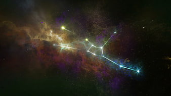 Scorpio Constellation Star Map Over Colorful Cosmic Nebula Background