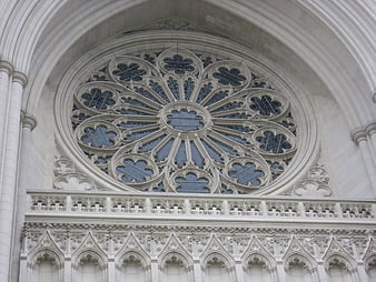 Gothic Rose Window and Stone Architecture Detail
