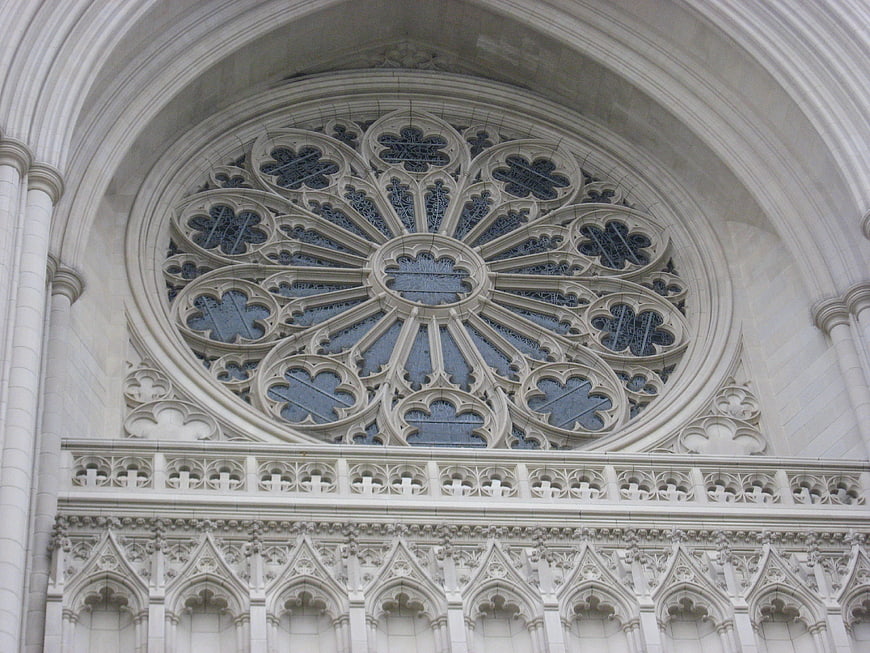 Gothic Rose Window and Stone Architecture Detail
