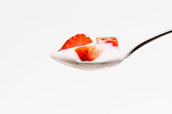 Strawberry Yogurt Spoon Close Up