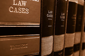 Close-up of Law Cases Books on a Shelf