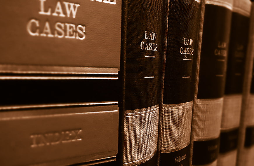 Close-up of Law Cases Books on a Shelf