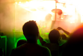 Silhouette of concertgoer watching live music performance