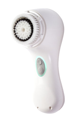 White Electric Facial Cleansing Brush with LED Light on White Background