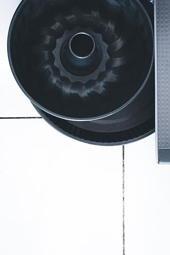 Black Bundt Cake Pan on White Background
