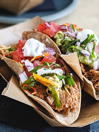 Close-up of Pulled Pork Tacos with Fresh Toppings