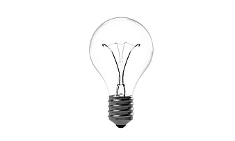Clear incandescent light bulb on white background
