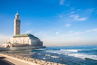 Hassan II Mosque in Casablanca, Morocco by the Atlantic Ocean