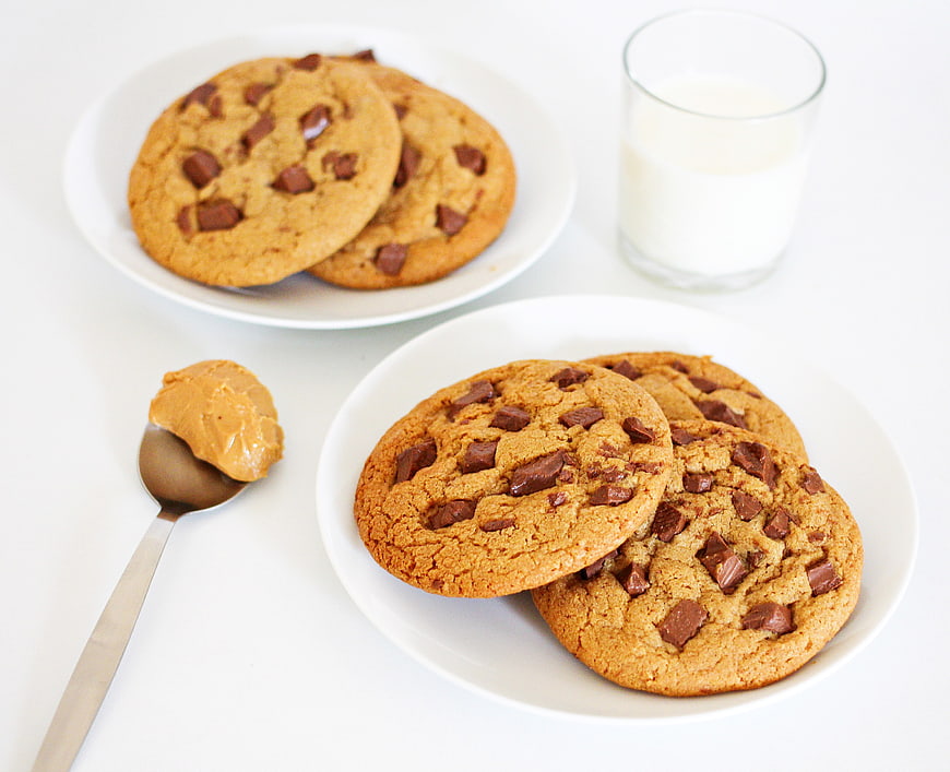 Peanut Butter Chocolate Chip Cookies with Milk