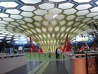 Abu Dhabi Airport Honeycomb Ceiling Architecture Interior
