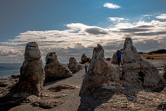 Trollholmsund rock formations in Porsanger Fjord, Norway