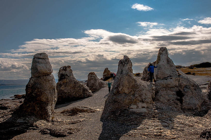 Trollholmsund rock formations in Porsanger Fjord, Norway