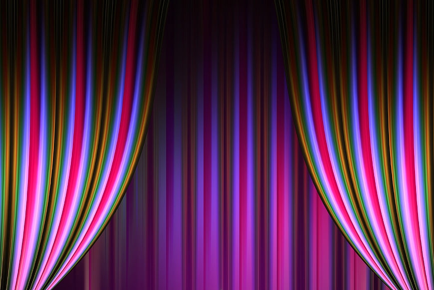 Abstract Neon Rainbow Light Curtains Background