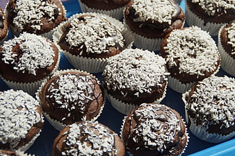 Chocolate Coconut Muffins in White Paper Liners