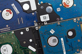 Close-up of Hard Drive Circuit Boards and Components