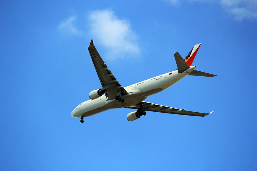 Philippine Airlines Airbus A330 Landing With Blue Sky Background