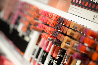 Colorful Lipstick Collection on Retail Display Shelf